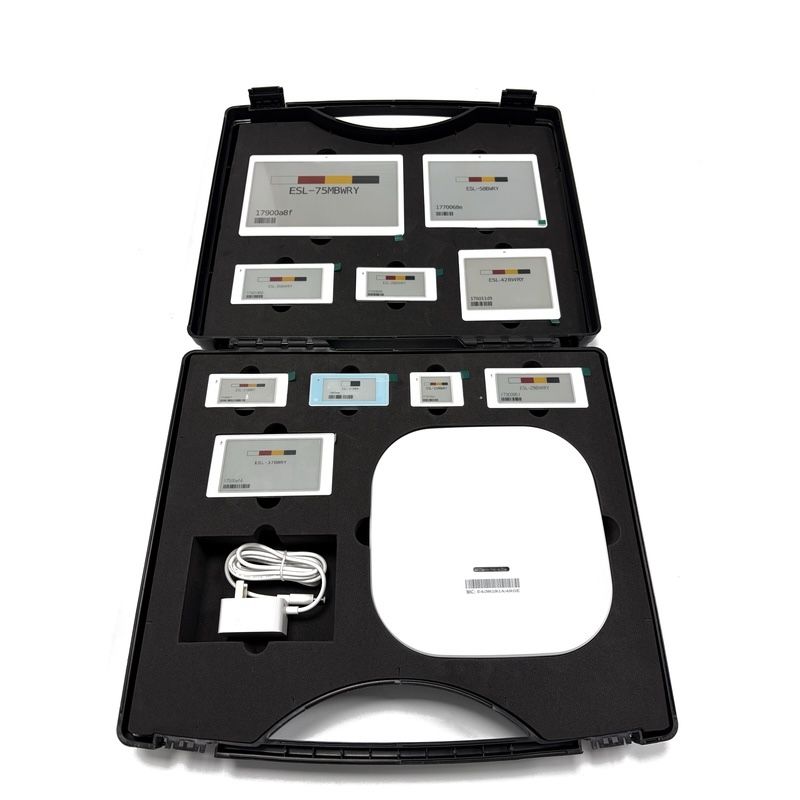 Tocvue ESL Sample Kit complete demo set with 10 e-ink labels from 1.54 to 7.5 inch CEDAR V3 gateway and test account for bulk deployment testing